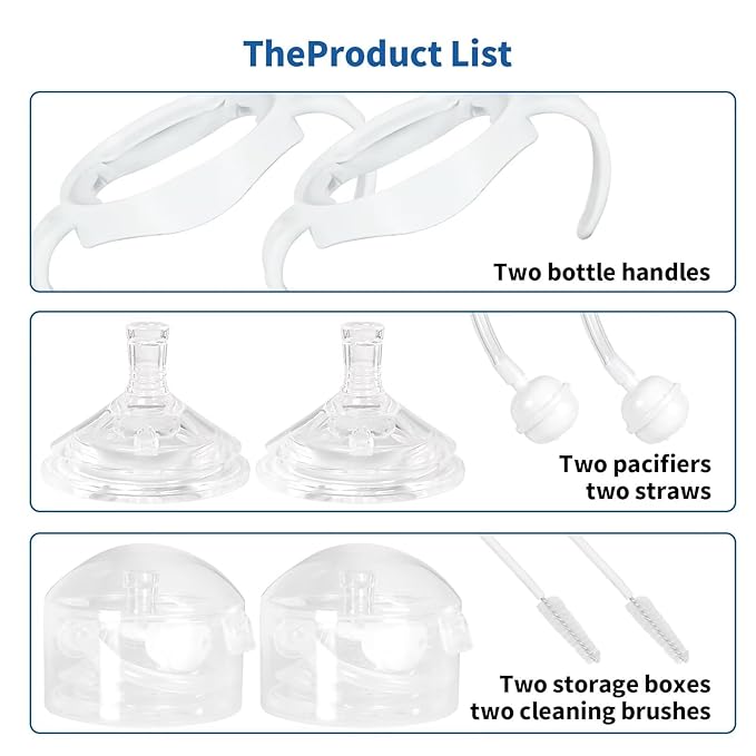 Straw Cup Soft Spout Conversion Kit for Philips Avent Natural Baby Bottle, Bottle Handles and Weighted Straw （2 Pack）