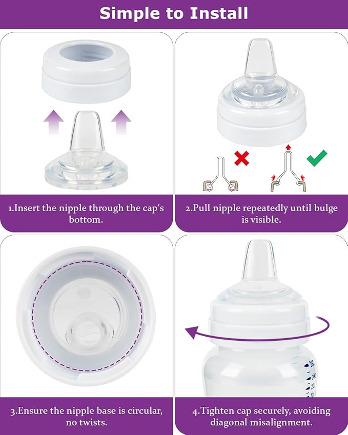 Sippy Cup Nipples for Philips Avent Anti-Colic Baby Bottles,Food Grade Silicone Sippy Spout，Variable Flow Soft Nipple，6m+,4-Count