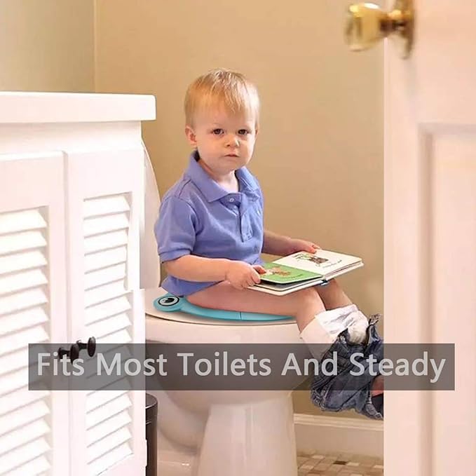 Folding Large Non-Slip Potty Training Seat for Boys and Girls, Travel Portable Reusable Toddlers Toilet Seat Covers Liners Fits Round & Oval Toilets with Carry Bag
