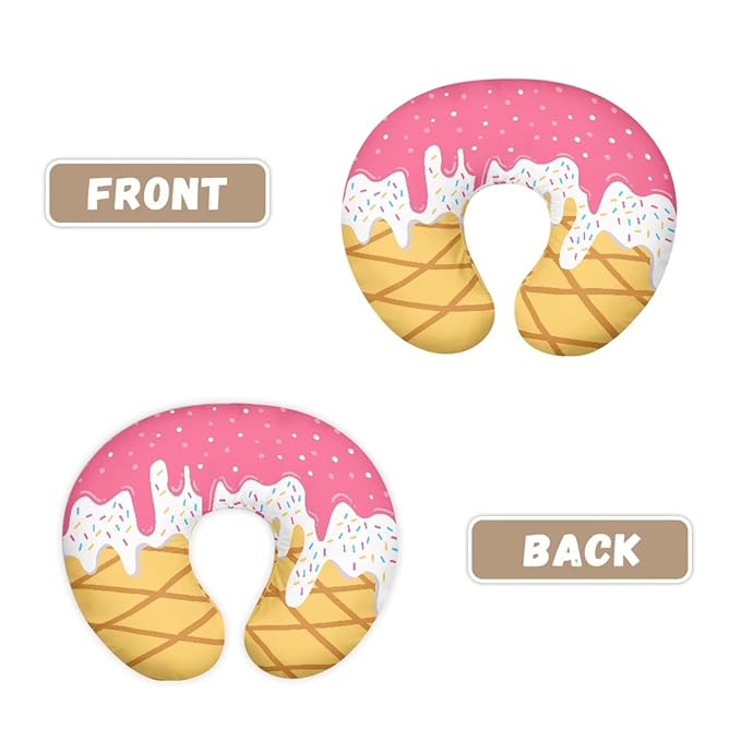 Pillow Cover Breastfeeding Breast Feeding Pillows Slipcover for Moms Soft Breathable Newborn Infant Feeding Pillow Covers for Baby Girl Boy, Ice Cream Pink