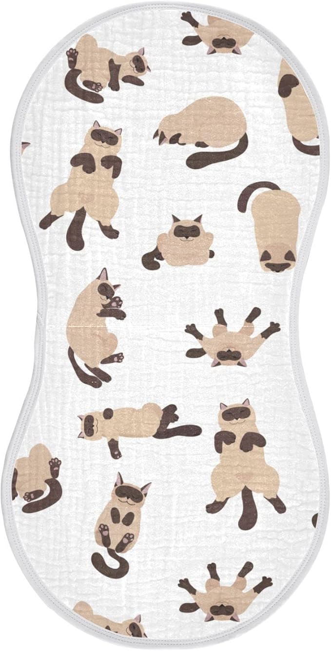 Sleeping Cats Siamese Colorpoint Cat Muslin Burp Cloths for Baby 1 Pack 100% Cotton Baby Washcloths Bibs for Boy Girl