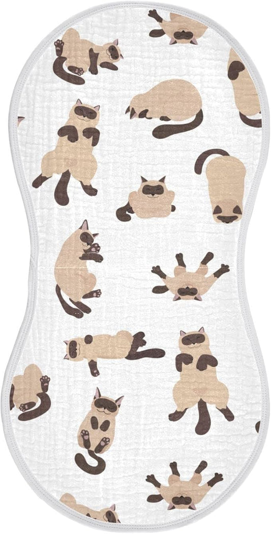 Sleeping Cats Siamese Colorpoint Cat Muslin Burp Cloths for Baby 1 Pack 100% Cotton Baby Washcloths Bibs for Boy Girl
