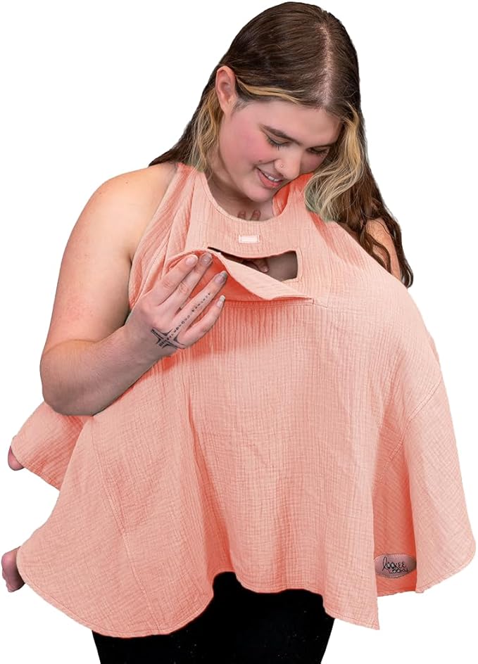 Muslin Nursing Cover for Baby Breastfeeding –Peekaboo Window -100% Breathable Cotton Privacy Nursing Shawl