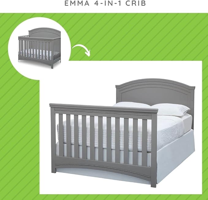 Full-Size Conversion Kit Bed Rails Compatible with Emma Crib 'N' More Convertible Crib by Delta Children - Solid Wood Rail #0050 - Toddler & Adult Bed Rail - Nursery & Baby Furniture (Grey - 026)