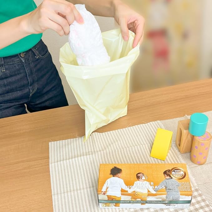 BOS Odor-Sealing Dirty Diaper Trash Bags - Disposable Bags - Scent & Smell Free - 90 Count (Medium)