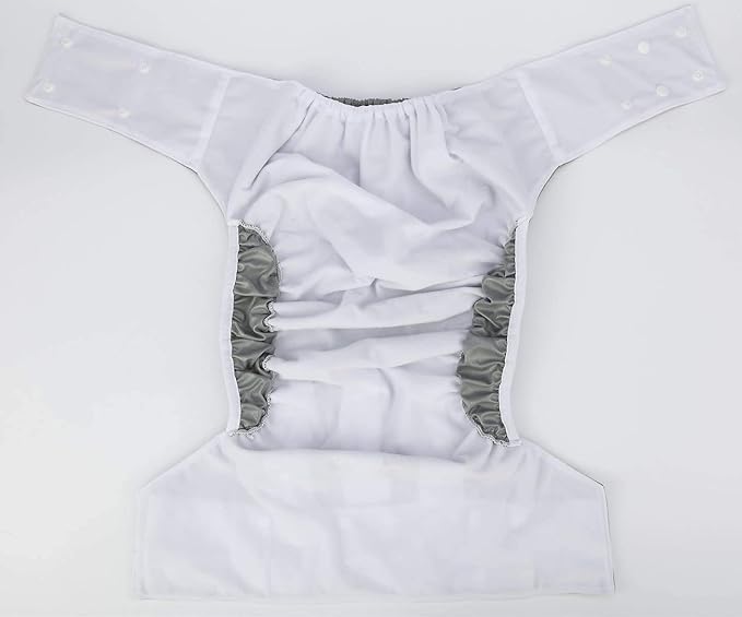 Adult Cloth Diaper Cover Nappy Reusable Washable Adjustable for Disability Incontinence Person (Grey-3PCS)