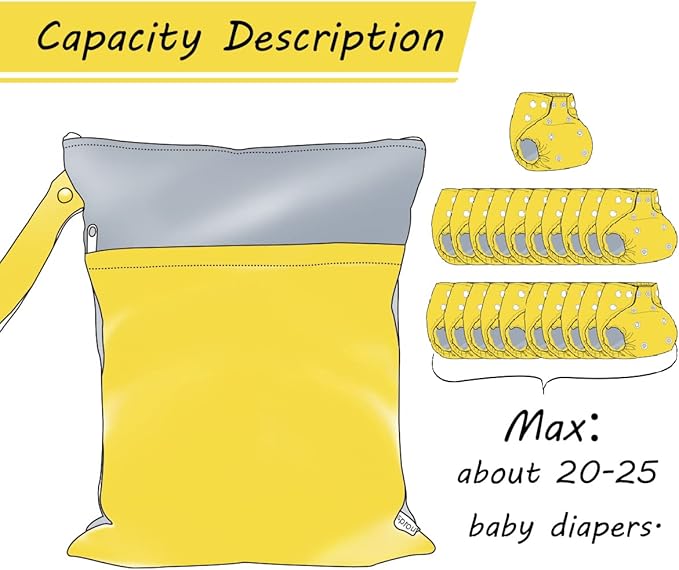 Grab and Go Waterproof Washable Reusable Diaper Wet Dry Cloth Diaper Bags, Winter overture
