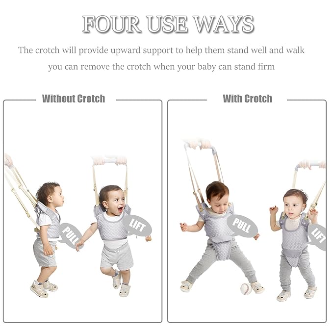 Baby Walking Harness, Handheld Kids Walker Helper with Detachable Crotch Adjustable Walker Harness Assistant Belt Baby Learning Walk Toddler Infant Walker 9-24 Months (Breathable Purple)