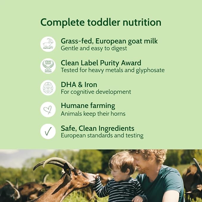 Holle Goat Milk Toddler Drink Stage 3, 14.1 Oz Powder, 6 Pack, For 12+ Months, European Whole Goat Milk, Non-GMO, No Palm Oil, DHA, Iron & Zinc, Clean Label Certified, Made in Germany