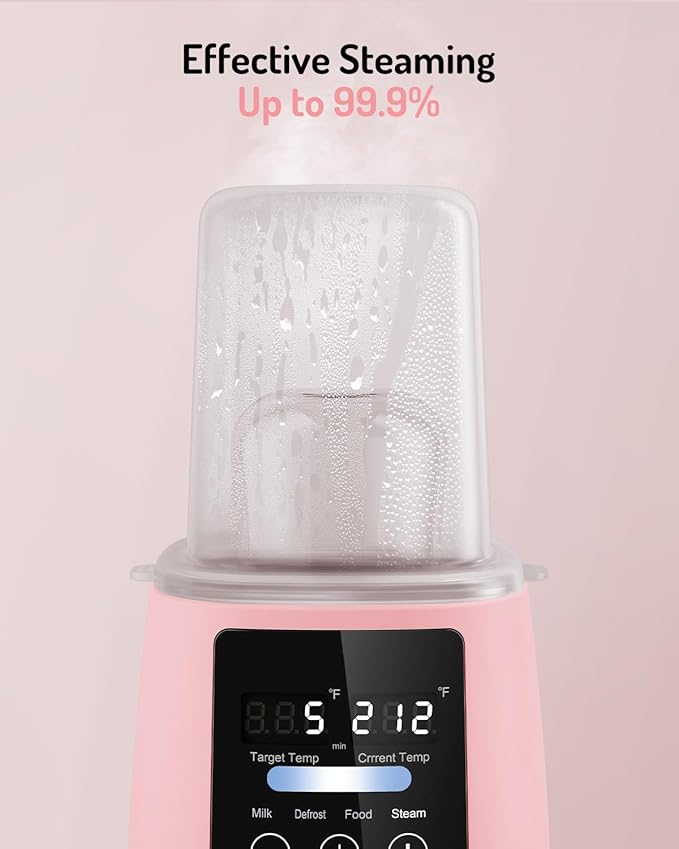 Bottle Warmer, prekull Fast Baby Bottle Warmer with Accurate Temp Control for Breastmilk, Formula, 48H Thermostat Milk Warmer with Thaw, Night Light, Multifunctional Bottle Warmer for All Bottles-Pink