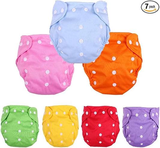 Baby Washable Reusable Cloth Diapers,7pcs