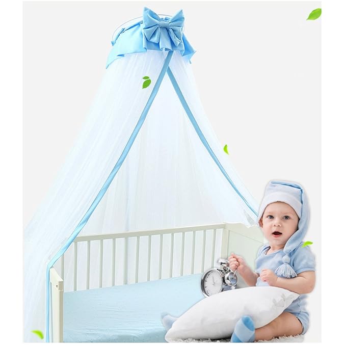 Breathable Crib Netting Bed Curtains Canopy for Kids Mosquito Net Bedroom Decor (Blue, Mosquito net)