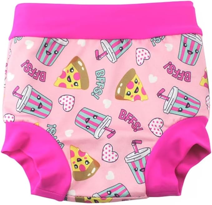 Leideur Baby Swim Nappies for Kids Cover Diaper High-Waisted Swimming Shorts (0-2 Years, Pink (Drink))