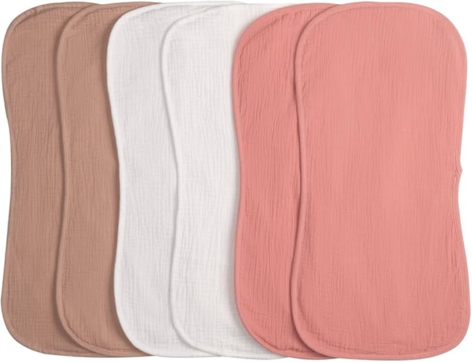 Muslin Burp Cloths 20" x 10",100% Cotton Pack of 6r, Extra Soft and Absorbent,Suitable for both boys and girls