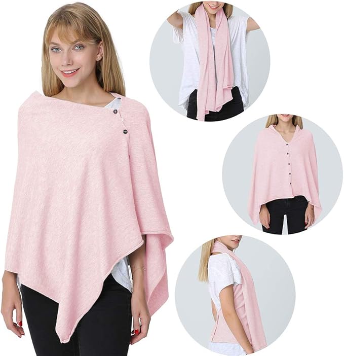 stylesilove Multi-Use Knit Nursing Shawl Poncho Adjustable Buttons for Breastfeeding Protection Nursing Cover Infinity Scarf