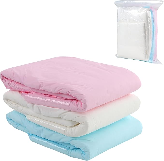 CutiePlusU Adult Diapers Heavy Absorption Dry Surface Disposable All Night-Blue,Pink,White 3 Pieces (Medium 28"-38")