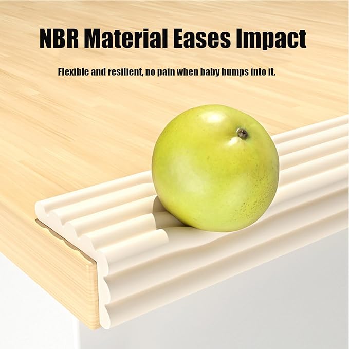 Edge Protector for Baby Proofing, Corner Protector Baby, Desk Edge Cushion, Extra-Wide Soft Foam Padding Self Adhesive Furniture Corner Guard Bumper for Table, Fireplace 16.4ft Rice White