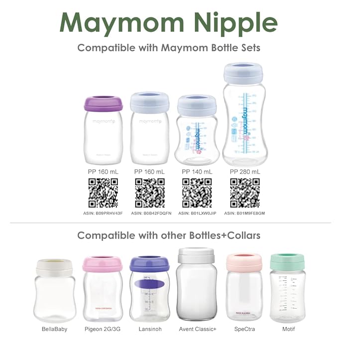 Maymom Silicone Nipple Fast Flow, 4pc; Compatible with Spectra/Motif Luna/Maymom Widemouth Bottles