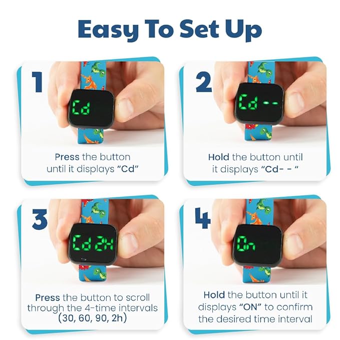 Potty Training Watch for Kids V2 – A Water Resistant Toilet Reminder Device for Boys & Girls to Train Your Toddler with Fun/Musical & Vibration Interval Reminder with Potty Training eBook (Dino)