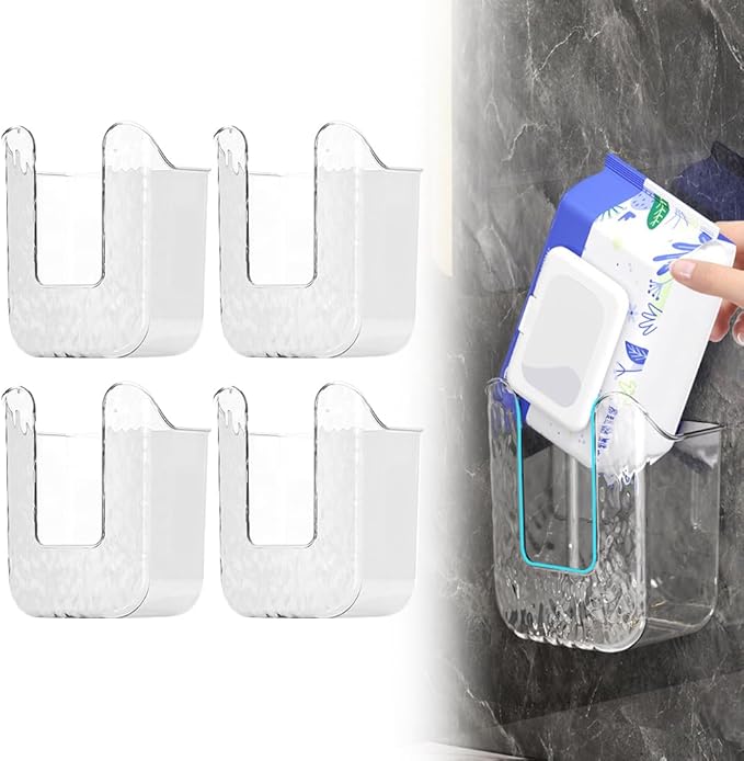 Kitchen Wipes Storage Box, Wall Mounted Paper Towel Box, Wall Mounteds Wet Wipes Holder Dispenser, Wall Mounted Paper Towel Box Bracket (White,4pcs)