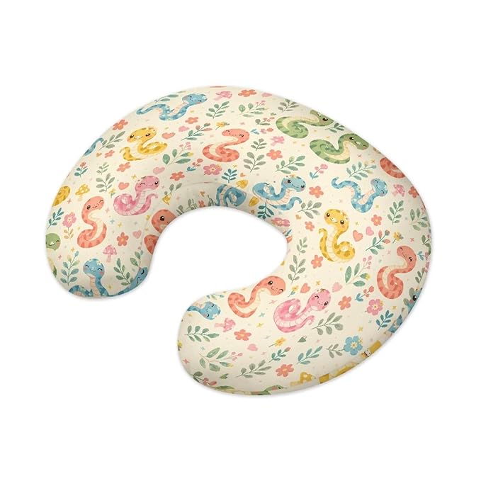 Jeiento Cartoon Nursing Pillow Cover Colorful Cartoon Snake Nursing Pillowcase with Zipper,Soft Washable U-Shaped Pillow Case Decorative,for Newborn,Baby Boys Girls