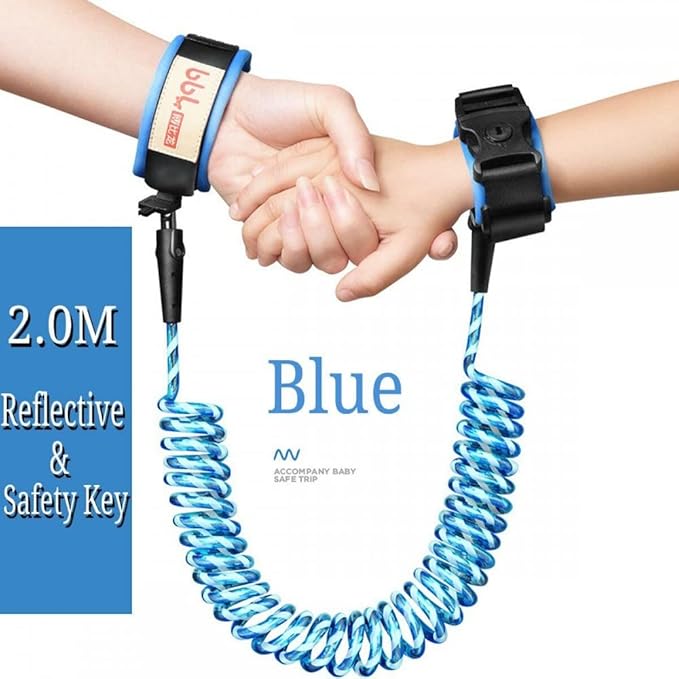 Kids Baby Safety Lock Anti-Lost Night Reflective Harness Rope Wristband Child Leash (Blue)
