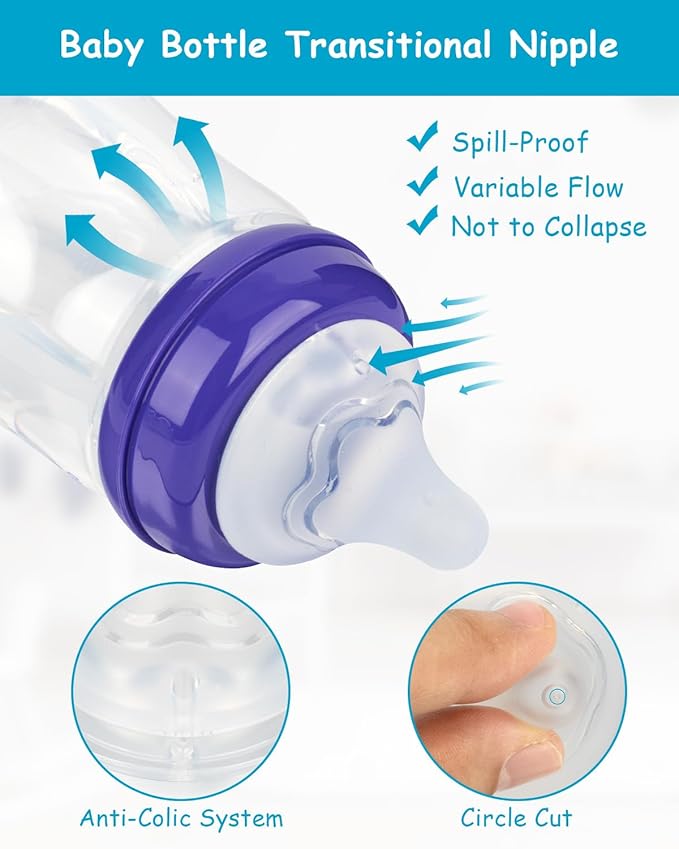 Silicone Nipple for Lansinoh Anti-Colic Baby Bottle, Medium Flow, Size M, 3m+, 6 Count