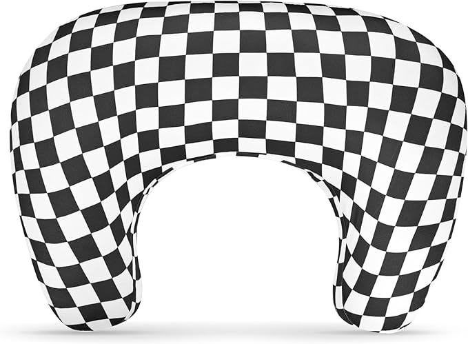 DILIMI Nursing Pillow Cover, Soft Stretchy Nursing Cover for New-Designed Breastfeeding Pillow, Removable Slipover for Baby Boy and Girls, Black Checkered Only Cover