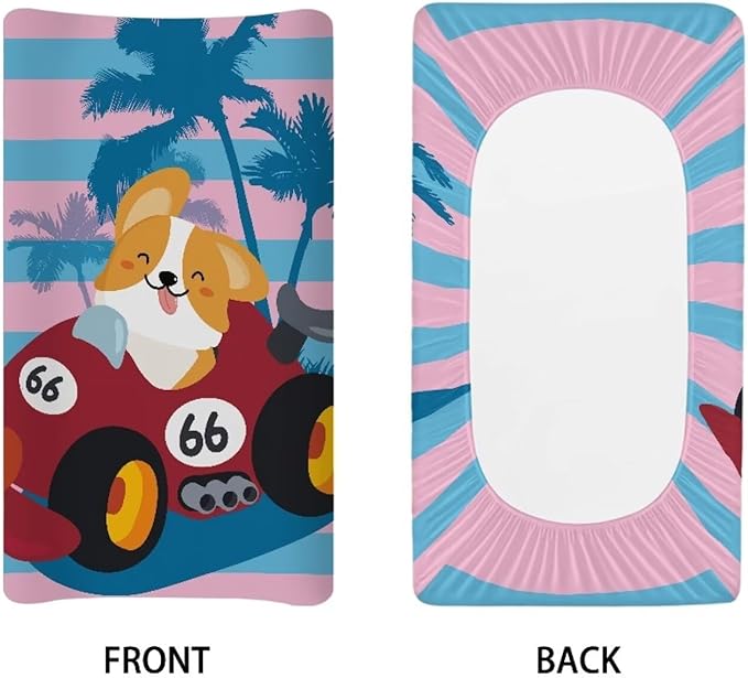 Carton Dog Driver Change Pad Covers Stain Resistant Baby Diaper Change Table Covers Universal for Most Change Pad Machine Washable
