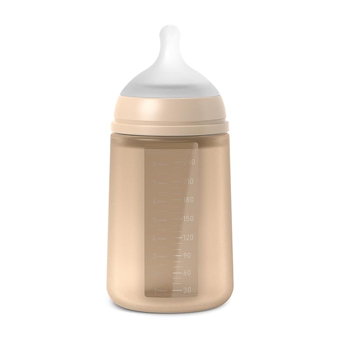 Suavinex Color Essence SX PRO Physiological Soft Flexible Silicone Baby Bottle, Anti Colic Baby Bottles, Supports Breast Feeding Babies, Made in Spain, Medium Flow, 8oz, Irish Cream