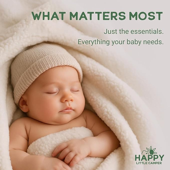 Happy Little Camper Ultra-Absorbent Natural Baby Diapers Size 2 - Hypoallergenic & Chlorine-Free Disposable Diapers Safe for Sensitive Skin - Unscented Infant Diapers - 216 Count