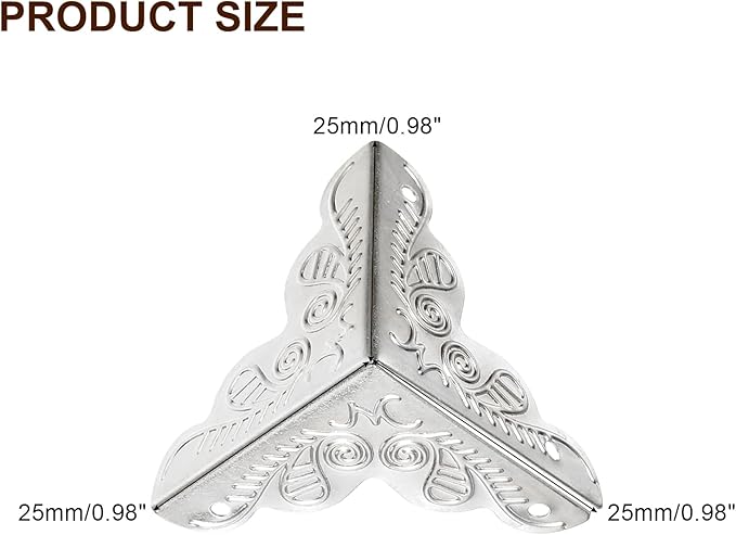 uxcell 36 Pcs Box Edge Guard, 25mm Decorative Box Corner Cover, Corner Protector, Vintage Stair Dust Corners with Screws, Silver