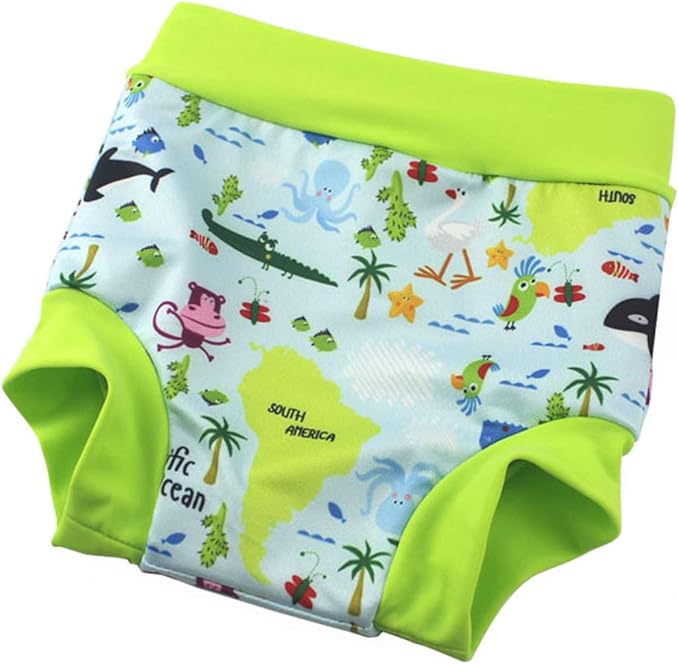 Leideur Baby Swim Nappies for Kids Cover Diaper High-Waisted Swimming Shorts (0-2 Years, Green)