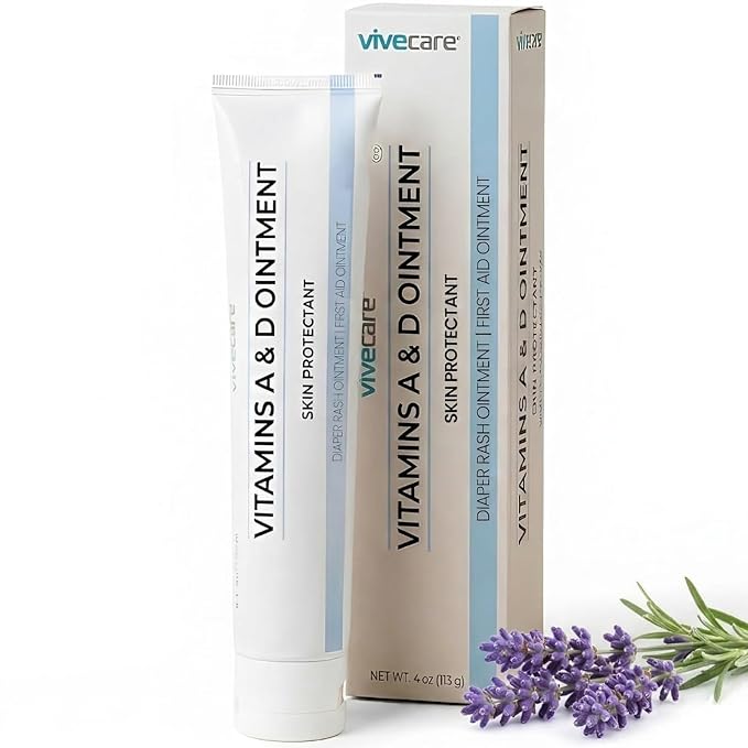 ViveCare A&D Ointment - Skin Protectant & Healing Lotion for Baby, Adult, Seniors - Soothing Cream for Diaper Rash Prevention, Skin Irritation, Burns, Cuts, Scrapes (4oz)