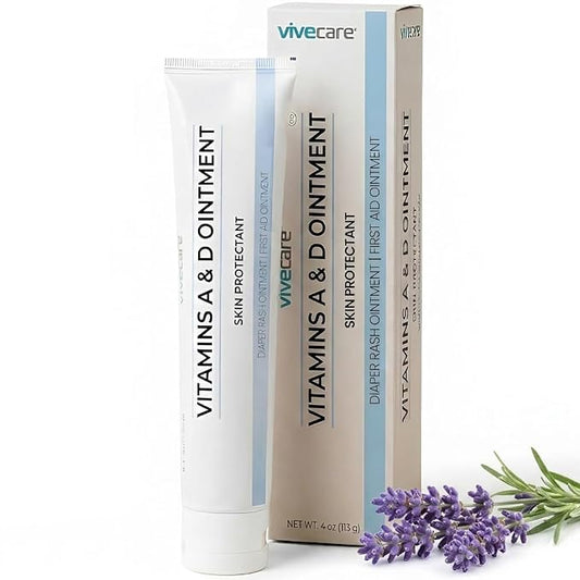 ViveCare A&D Ointment - Skin Protectant & Healing Lotion for Baby, Adult, Seniors - Soothing Cream for Diaper Rash Prevention, Skin Irritation, Burns, Cuts, Scrapes (4oz)