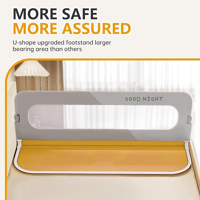 Foldable Toddler Bed Rails - Kids Guard Bumper for Crib Safe Bed Side Rail for Twin Queen King Full Size Beds（48inch）