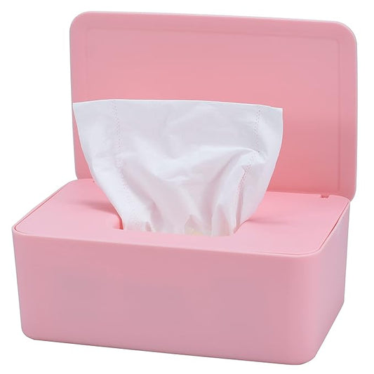 Diaper Wipes Dispenser, Baby Wipes Case, Baby Wipe Holder Keeps Diaper Wipes Fresh, Wipe Container with Non-Slip Feet (Pink)