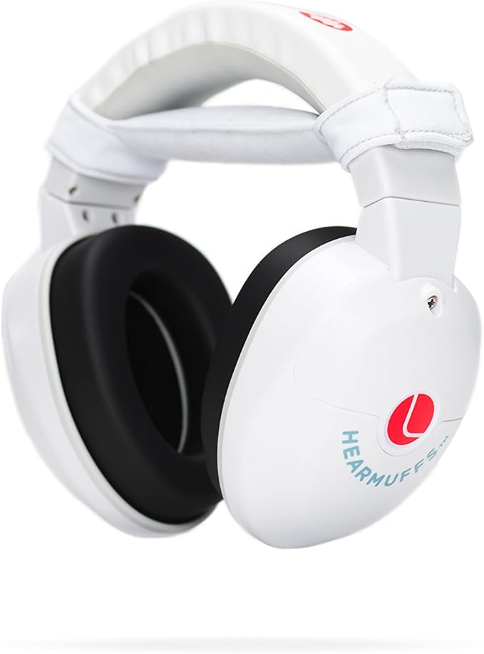 Lucid Audio HearMuffs Sounds, White - Over-the-Ear Hearing Protection for Infants & Toddlers - Includes Passive, Active & Sound Modes - Fits Children Ages 0-4 - Safe, Adjustable & Comfortable