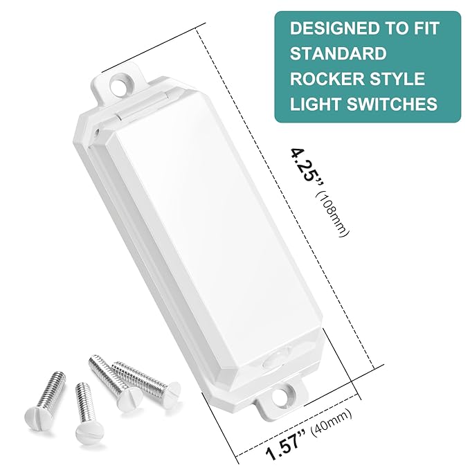 CLYMENE 2 Pack Light Switch Cover Guard, Child Proof Wall Switch Cover Protects Your Lights or Switches from Being Accidentally Turned ON or OFF by Children and Adults, Rocker Style (White)