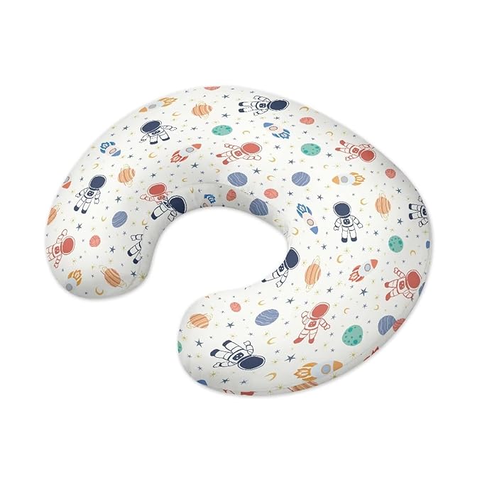 Breastfeeding Pillow Slipcover for Baby with Cartoon Astronaut and Rocket Stretchy Removable Nursing Covers for Breastfeeding Pillows Ultra Soft Newborn Feeding Pillow Cover