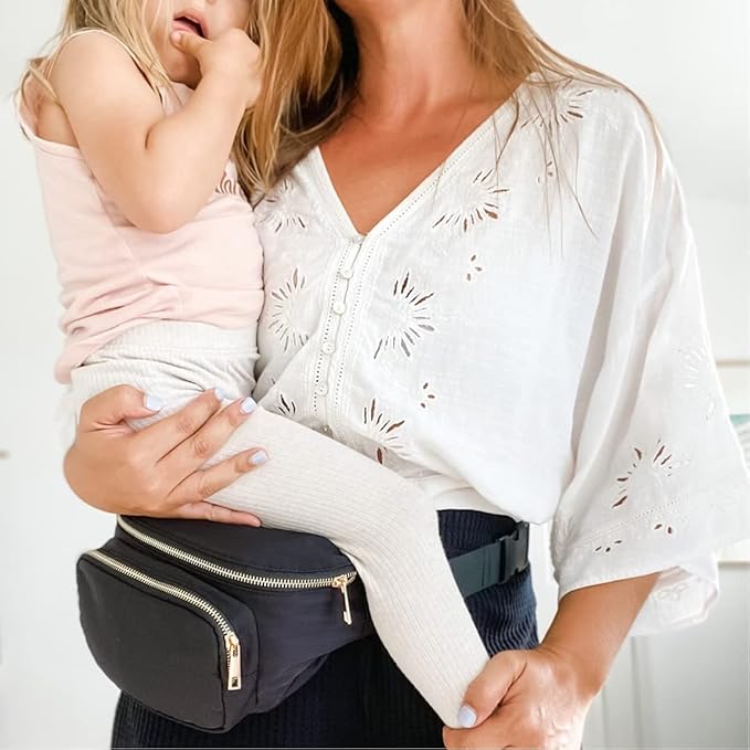 Ditty Co. - Lanikai -Small Diaper Bag - Fanny Pack - Portable Changing Pad - Crossbody Bags For Women - Baby Wipe Holder - Baby Travel Essentials (True Black)