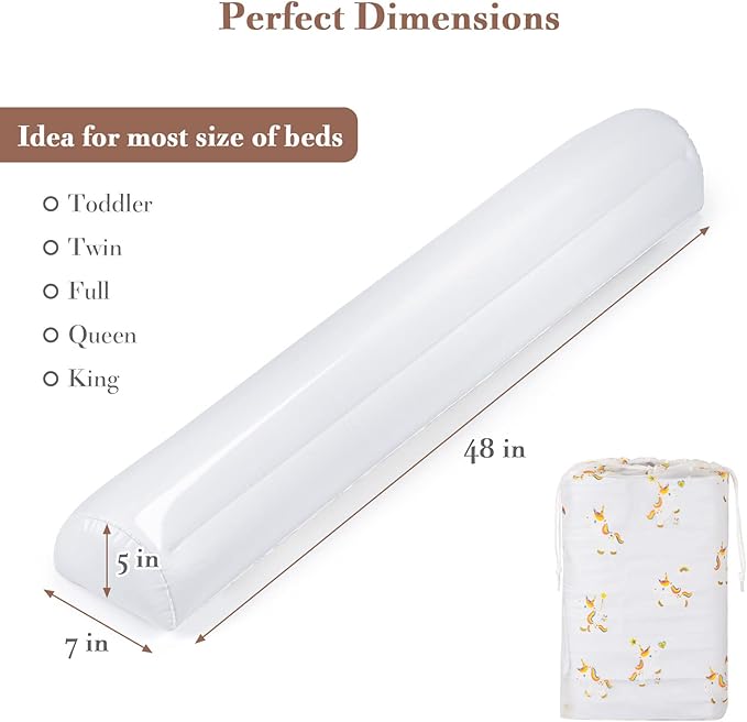Rewondah [2-Pack] Travel Bed Rails for Toddlers | Inflatable Bed Rails, Blow up Bed Rails for Kids | Toddler Bed Guard Rail for Full, Queen, King Size Beds | Portable Bed Rail for Home, Hotel Travel