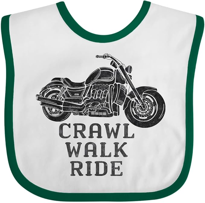 inktastic Crawl Walk Ride Motorcycle Baby Bib