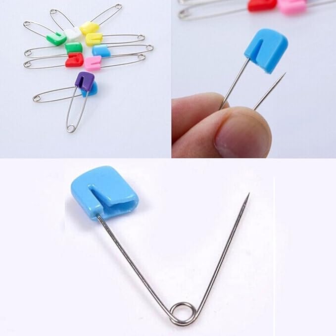 Plastic Head Baby Safety Pin Diaper Pins 1.5inch Cloth Nappy Safety Pins,Pack of 100 (Purple)