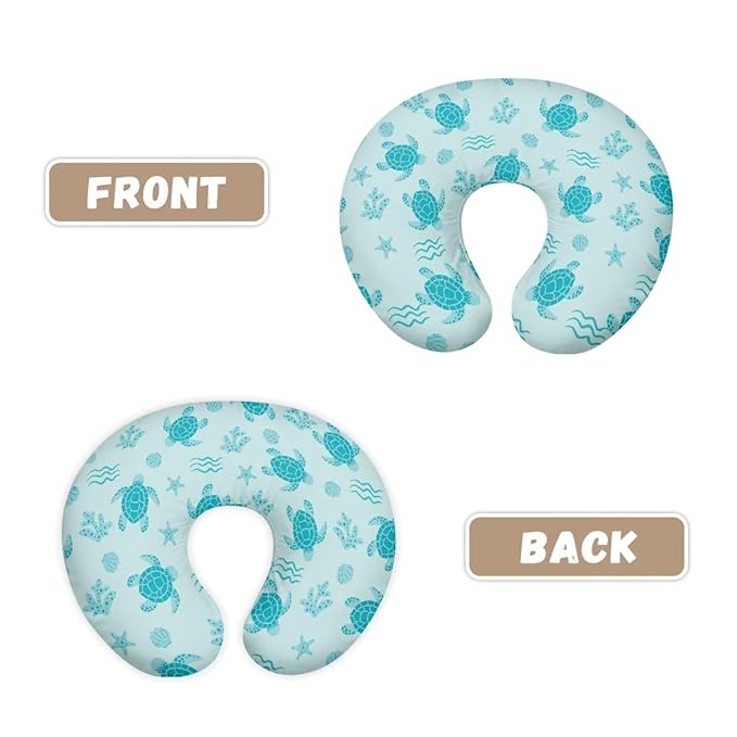 Sea Turtle Nursing Pillow Cover for Baby Boys Girls, Machine Washable Breastfeeding Pillow Slipcover, Soft Nursing Pillowcase for Newborn Infant, Cover Only