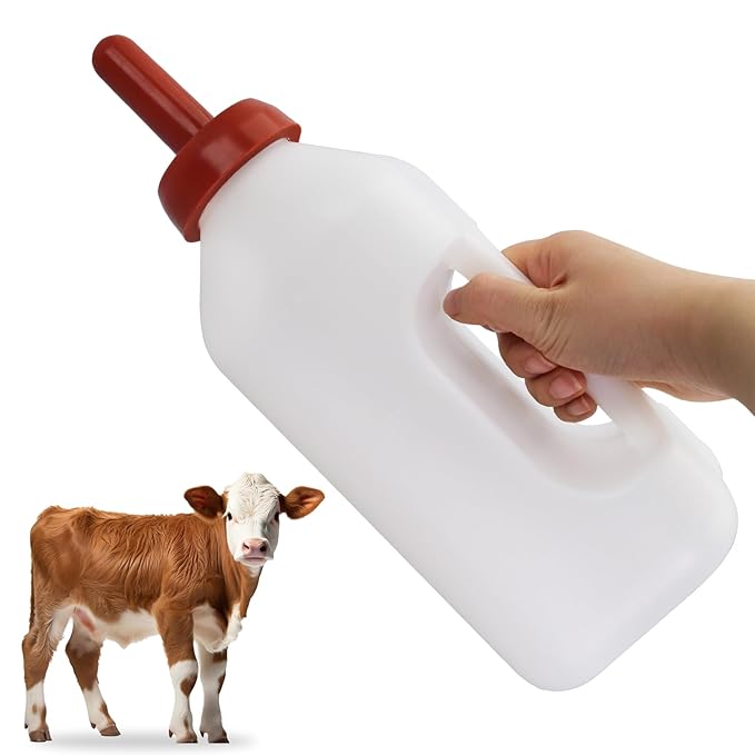 2 Quart Calf Nursing Feeding Bottle with a Replacement Nipple, Calves Nursing Milk Feeding Bottle with Handle Livestock Supplie