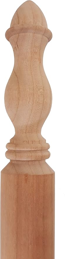 Highland Manor Wood Products Round Traditional Corner Guard Both Ends Turned - 36" Tall x 1 3/8" Wide with 90-Degree Notch - Unfinished Cherry Wood Corner Protectors for Walls (1 Guard)