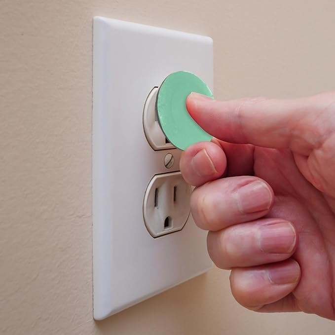 Pure Light Green Color Outlet Covers Baby Proofing Safe & Secure Electric Plug Protectors | Sturdy Childproof Socket Covers for Home & Office | Easy Installation | Protect Toddlers & Babies