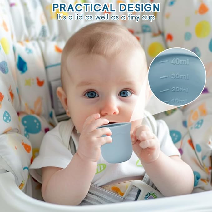 Socub 2 Pack Silicone Baby Fresh Fruit Food Feeder Pacifier with 3 Different Size Silicone Pouch for Teething Relief, Baby Frozen Feeder Teether Toy for 3, 6-12 Months, BPA Free (Sage, Ether)