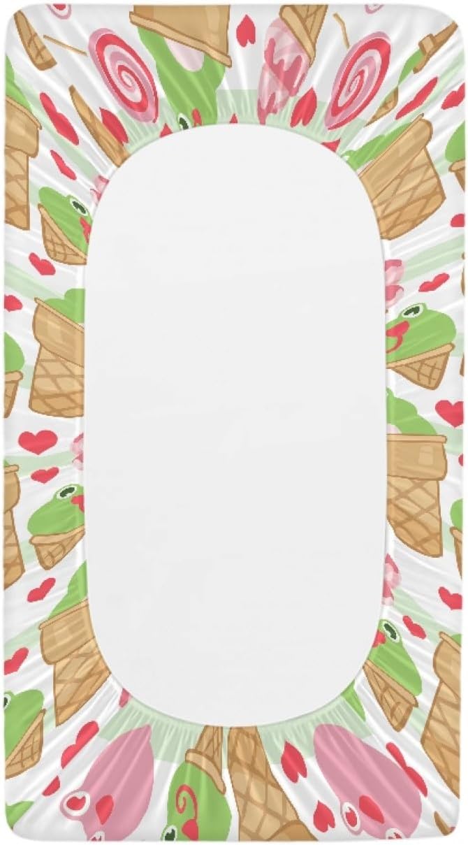 GOSTONG Frog Ice Cream Printed Baby Changing Pad Covers for Girls and Boys Comfortable Machine Washable Elastic Diaper Table Cover Baby Home Gifts